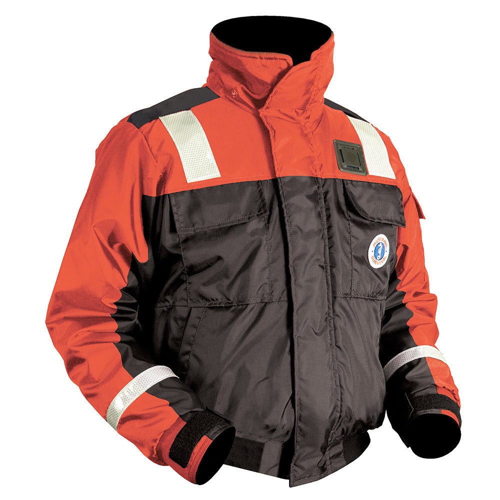 Mustang Classic Flotation Bomber Jacket w/Reflective Tape - Orange/Black - XXXL [MJ6214T1-33-XXXL-206] - Houseboatparts.com