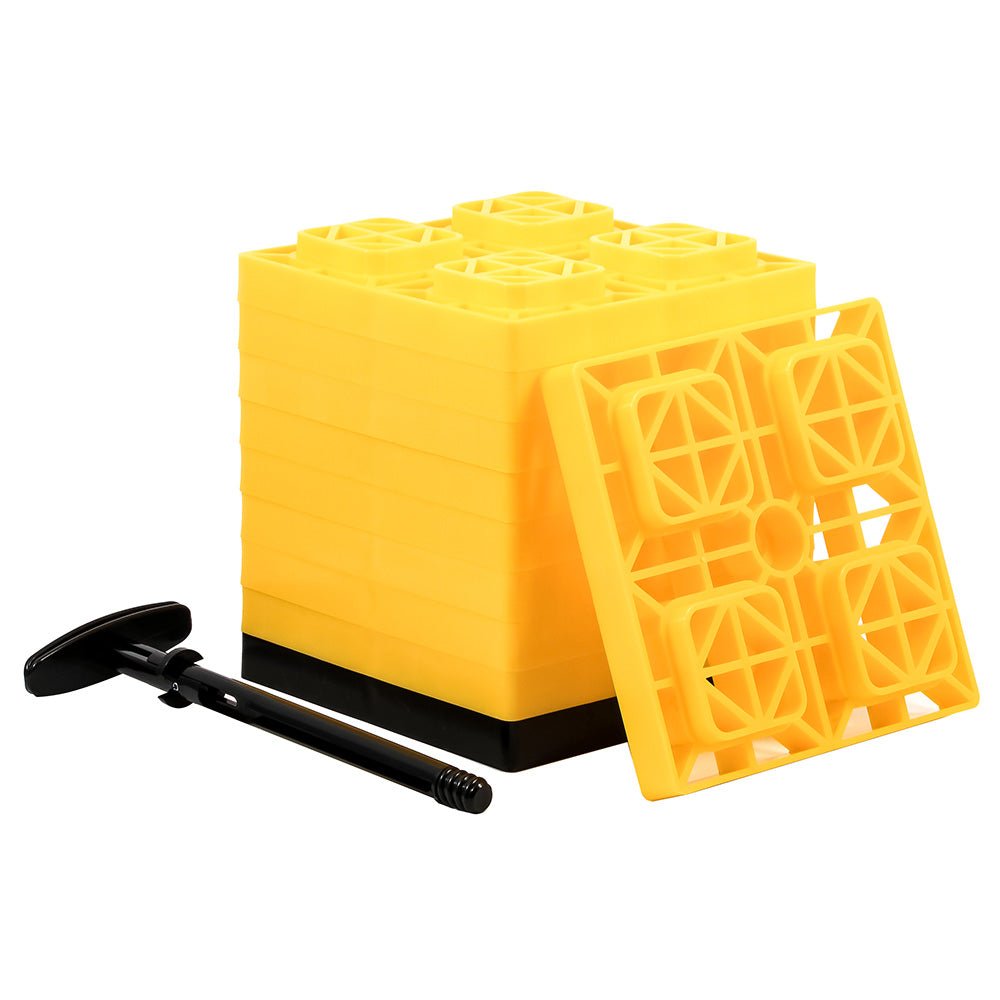 Camco FasTen Leveling Blocks w/T-Handle - 2x2 - Yellow *10-Pack [44512] - Houseboatparts.com