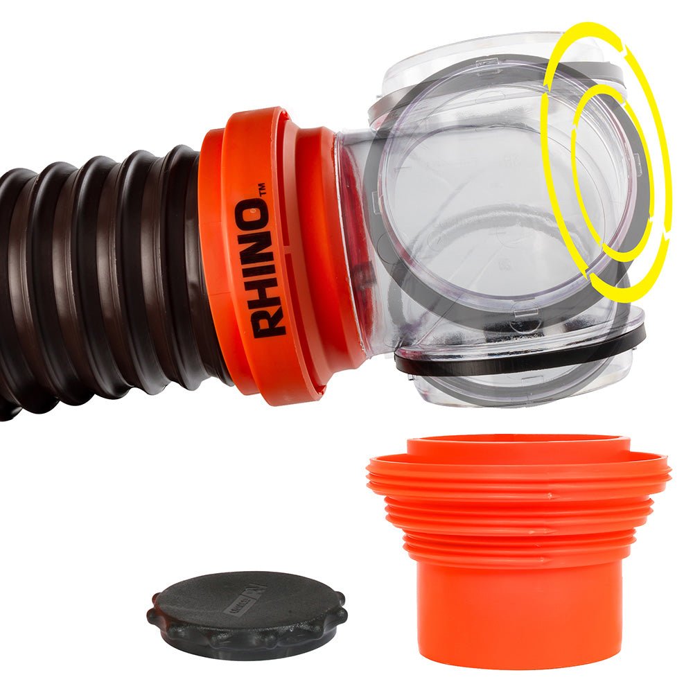 Camco RhinoFLEX 15 Sewer Hose Kit w/4 In 1 Elbow Caps [39761] - Houseboatparts.com