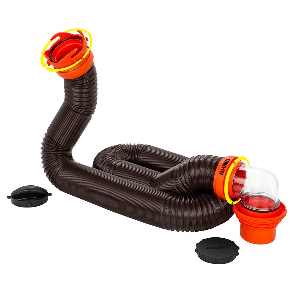 Camco RhinoFLEX 15 Sewer Hose Kit w/4 In 1 Elbow Caps [39761] - Houseboatparts.com