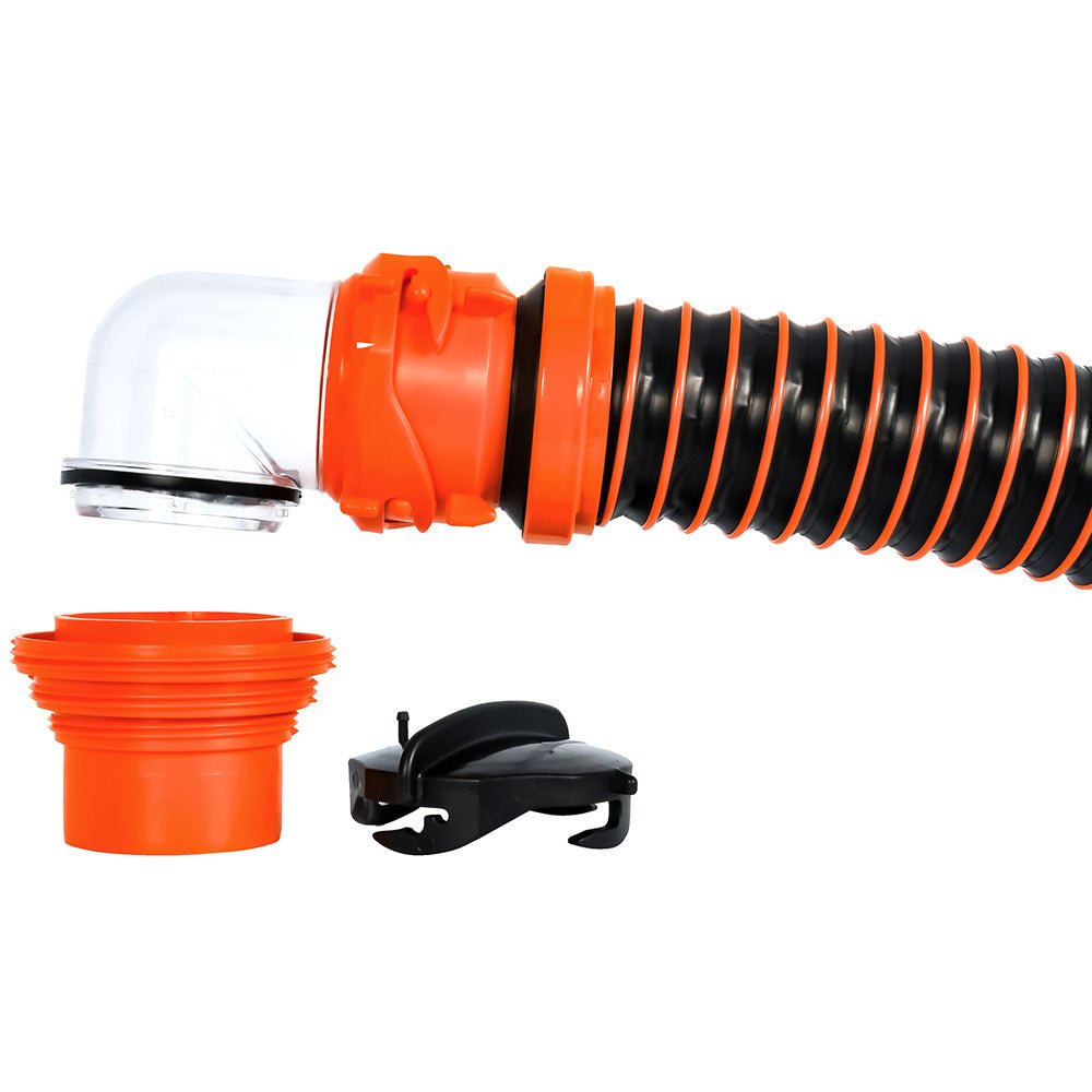 Camco RhinoEXTREME 15 Sewer Hose Kit w/ Swivel Fitting 4 In 1 Elbow Caps [39859] - Houseboatparts.com