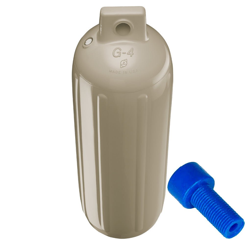 Polyform G-4 Twin Eye Fender 6.5" x 22" - Sand w/Adapter [G-4-SAND] - Houseboatparts.com