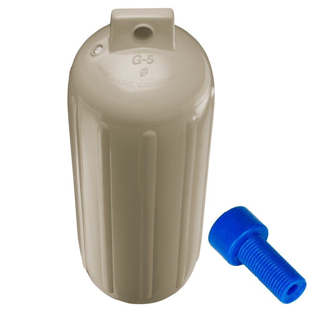 Polyform G-5 Twin Eye Fender 8.8" x 26.8" - Sand w/Adapter [G-5-SAND] - Houseboatparts.com