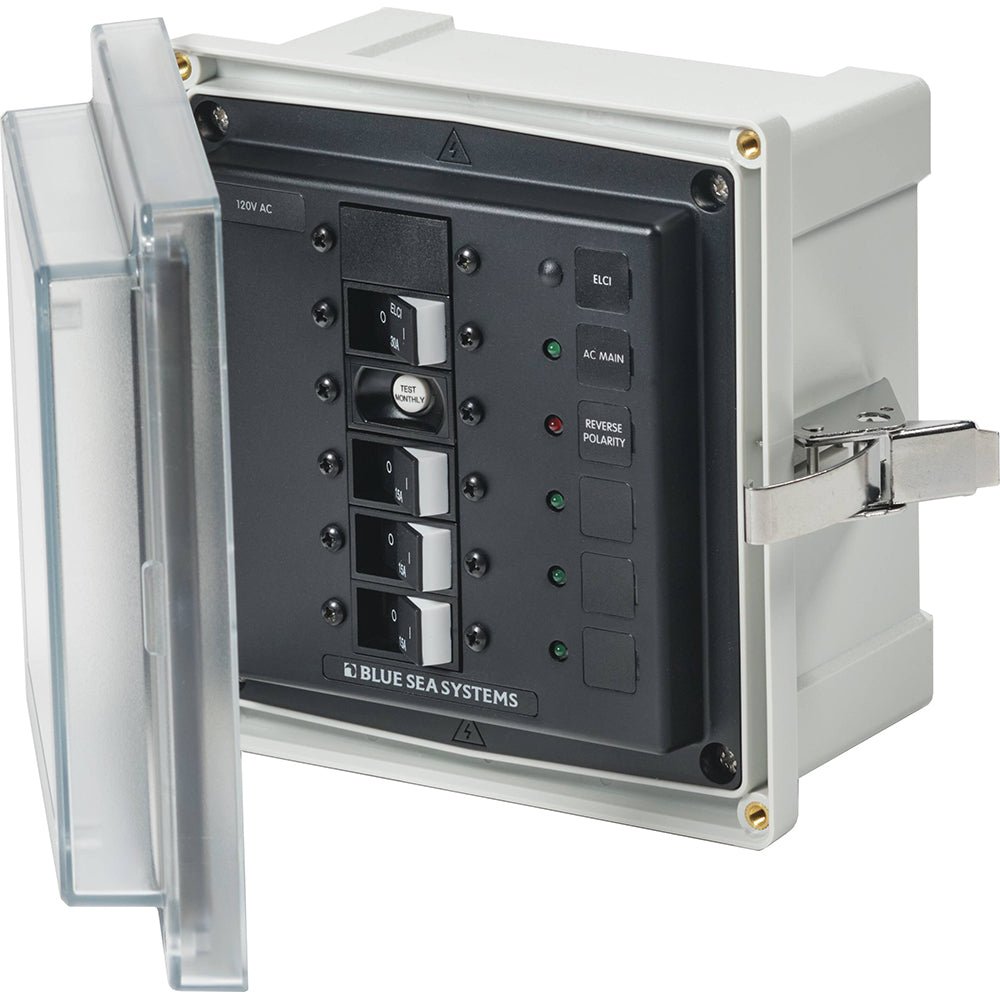 Blue Sea 3128 - SMS Panel Enclosure w/ELCI (30A) 3 Branch (15A) - 120V AC [3128] - Houseboatparts.com