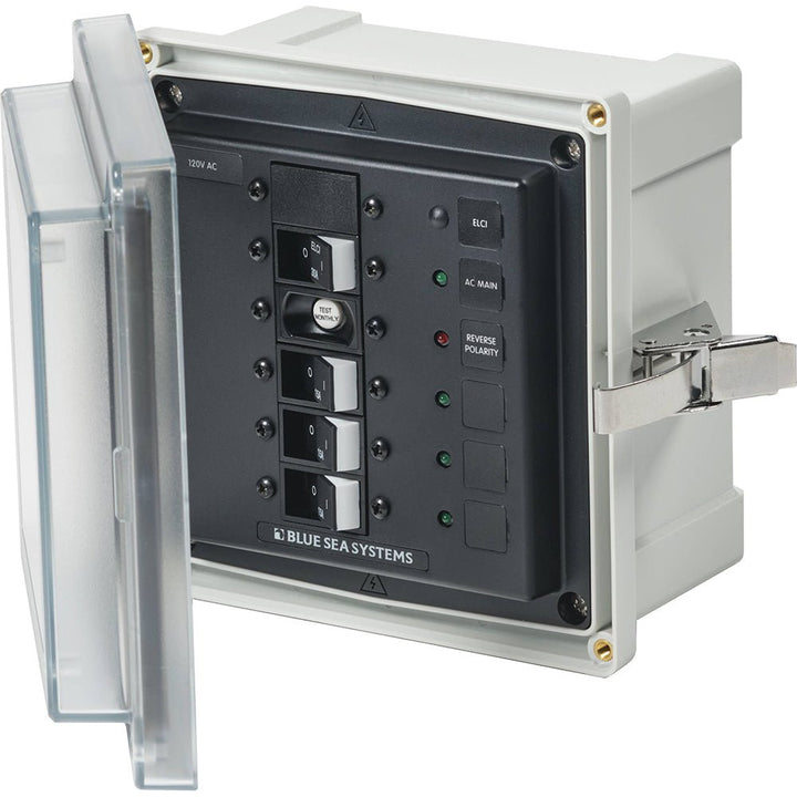Blue Sea 3128 - SMS Panel Enclosure w/ELCI (30A) 3 Branch (15A) - 120V AC [3128] - Houseboatparts.com