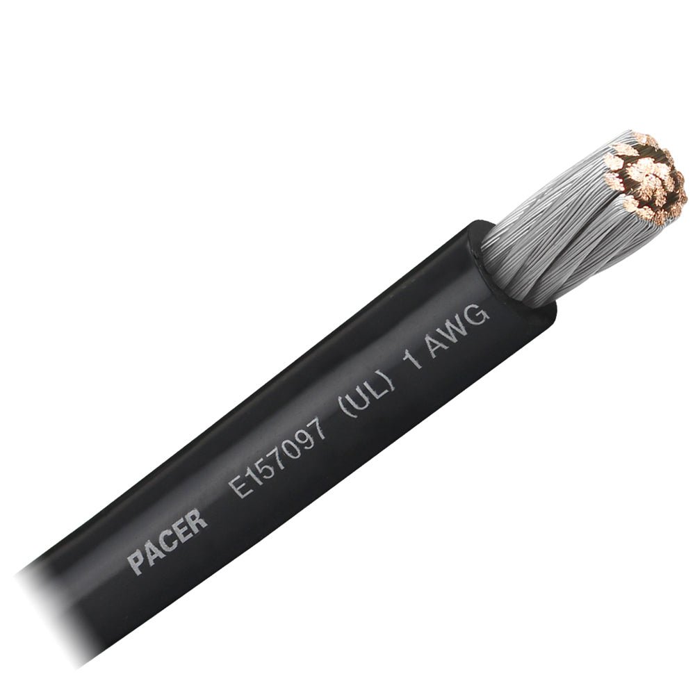 Pacer Black 1 AWG Battery Cable - Sold By The Foot [WUL1BK-FT] - Houseboatparts.com