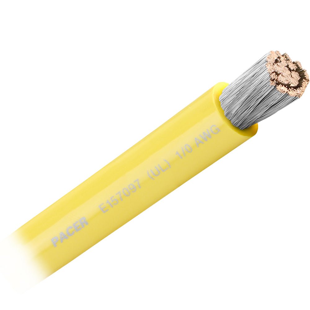 Pacer Yellow 1/0 AWG Battery Cable - Sold By The Foot [WUL1/0YL-FT] - Houseboatparts.com