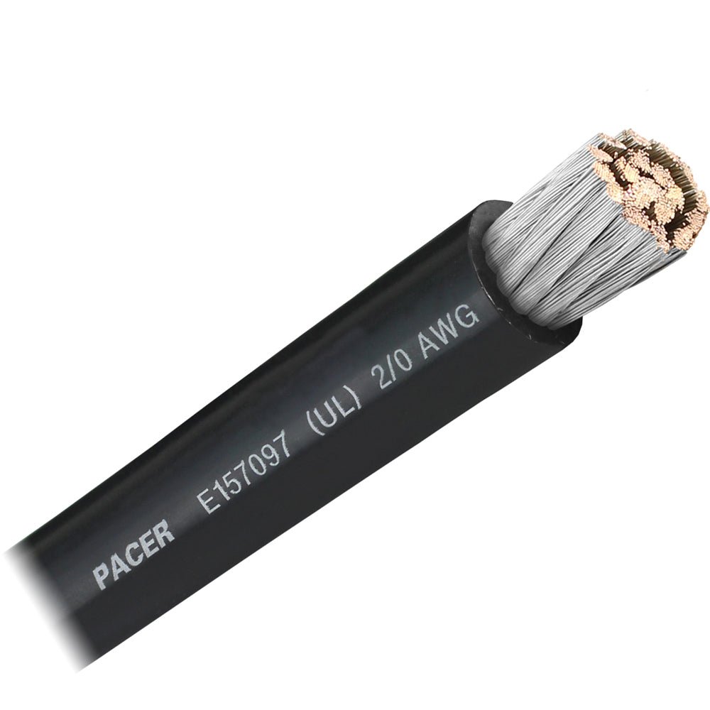 Pacer Black 2/0 AWG Battery Cable - Sold By The Foot [WUL2/0BK-FT] - Houseboatparts.com