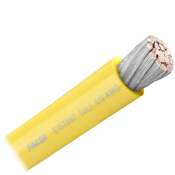 Pacer Yellow 4/0 AWG Battery Cable - Sold By The Foot [WUL4/0YL-FT] - Houseboatparts.com