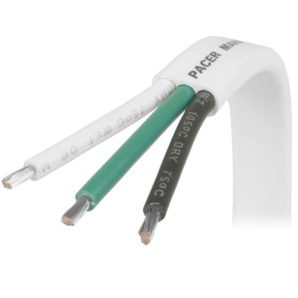 Pacer 16/3 AWG Triplex Cable - Black/Green/White - 100 [W16/3-100] - Houseboatparts.com