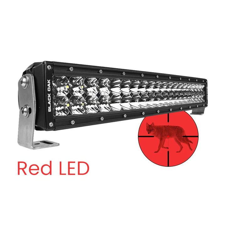 Black Oak 20" Curved Double Row Red LED Predator Hunting Light Bar - Combo Optics - Black Housing - Pro Series 3.0 [20CR - D3OS] - Houseboatparts.com