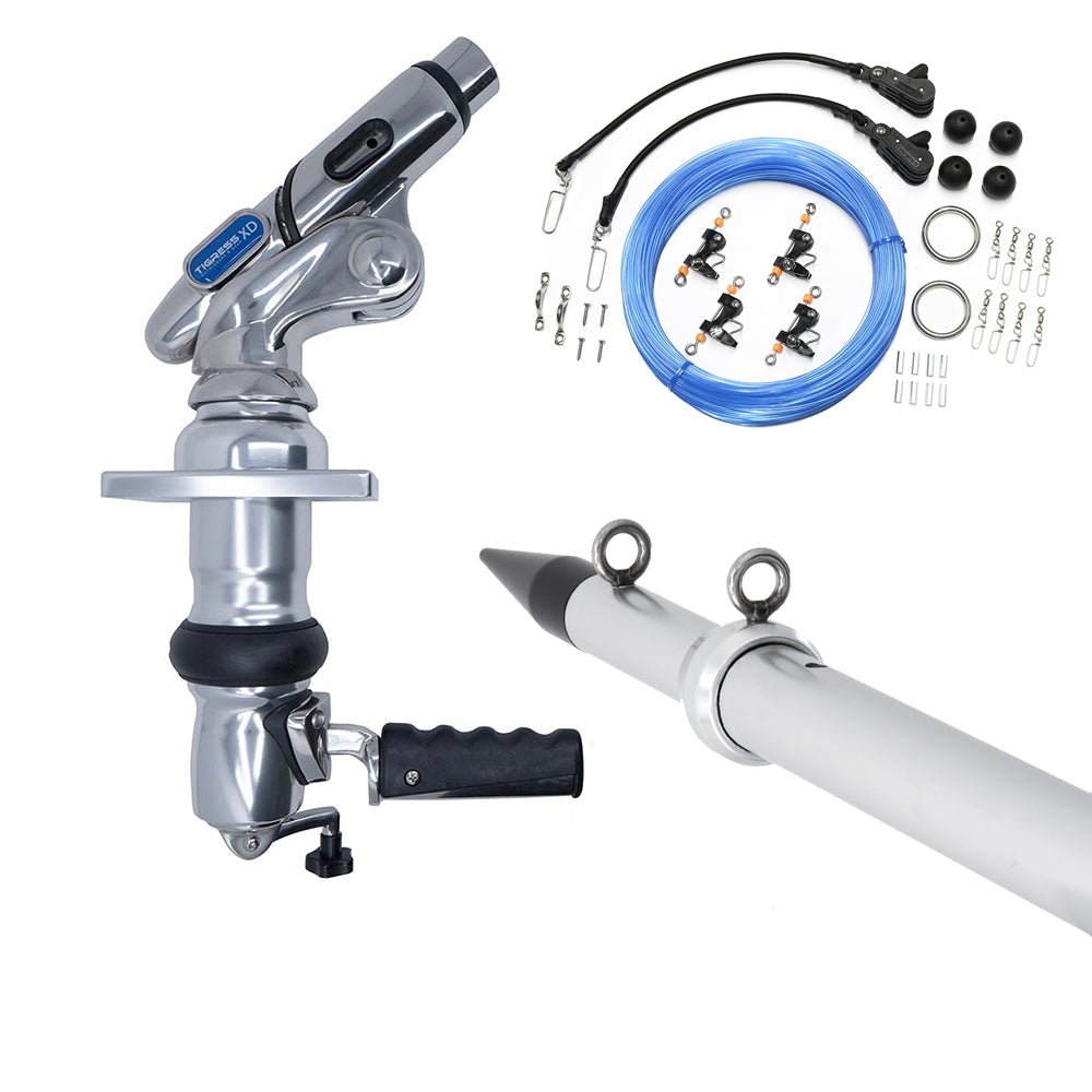 Tigress XD Crank Top Mount System - 18 - Silver Outriggers Pro Series Double Rigging Kit [88825 - 2] - Houseboatparts.com