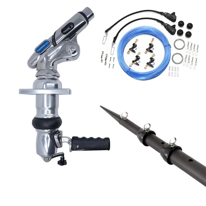 Tigress XD Crank Top Mount System - 18 - Carbon Fiber XD Black/Black Outriggers Pro Series Double Rigging Kit [88679 - 02] - Houseboatparts.com