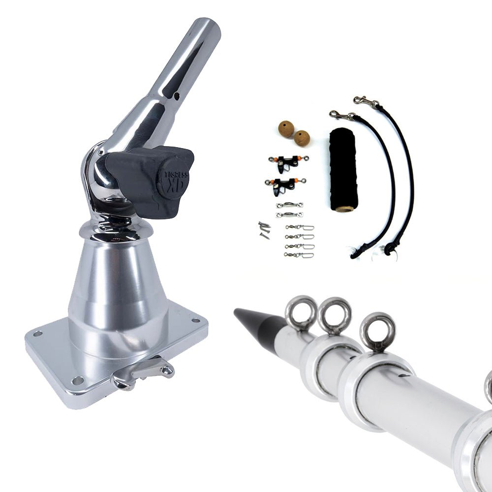 Tigress XD Bay Series Top Mount System - 15 - Aluminum Silver Outriggers Deluxe Rigging Kit [88823 - 2] - Houseboatparts.com
