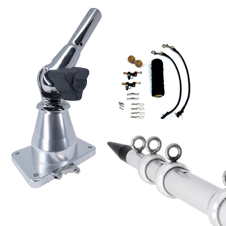 Tigress XD Bay Series Top Mount System - 15 - Aluminum Silver Outriggers Deluxe Rigging Kit [88823 - 2] - Houseboatparts.com