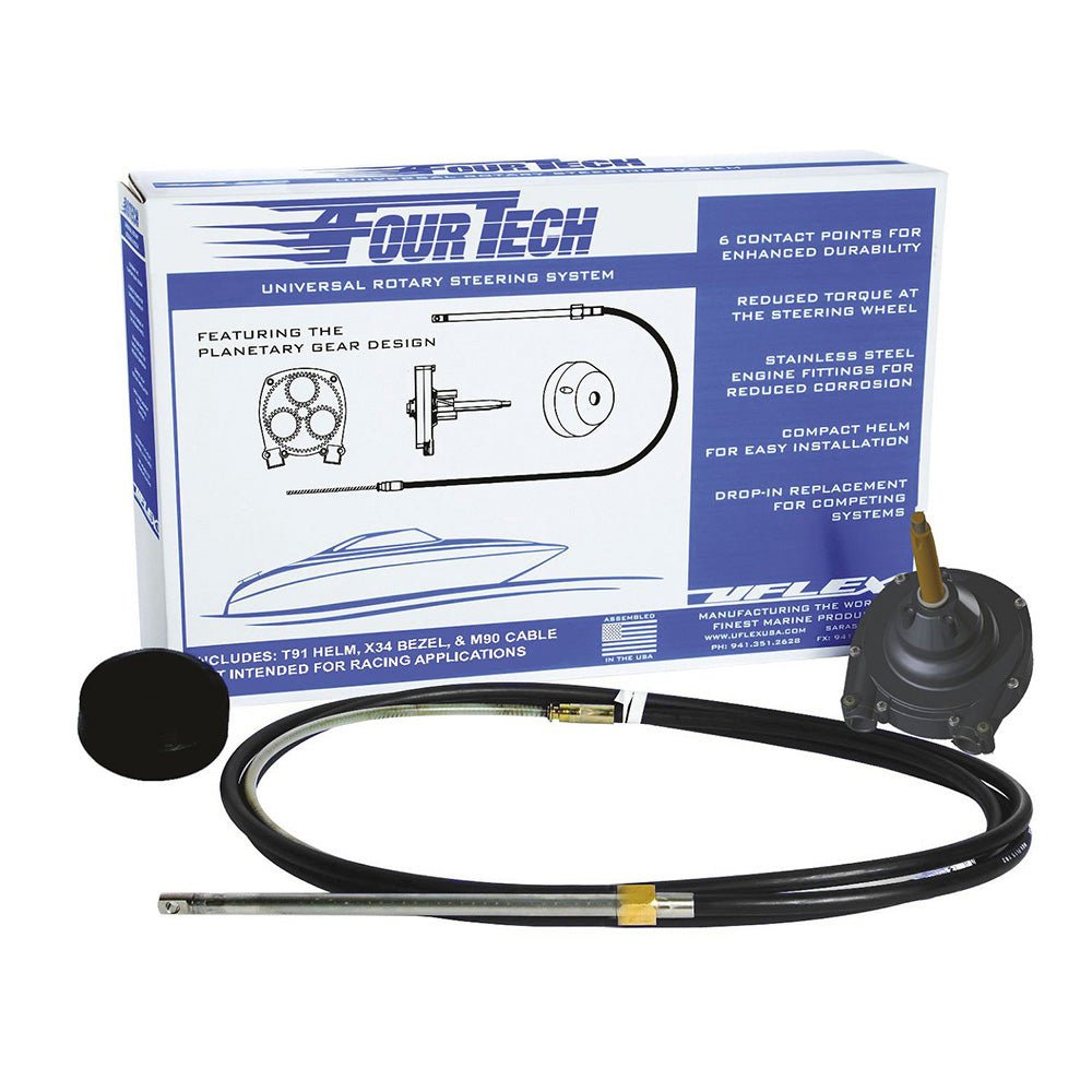 Uflex Fourtech 15 Black Mach Rotary Steering System w/Helm, Bezel Cable [FOURTECHBLK15] - Houseboatparts.com