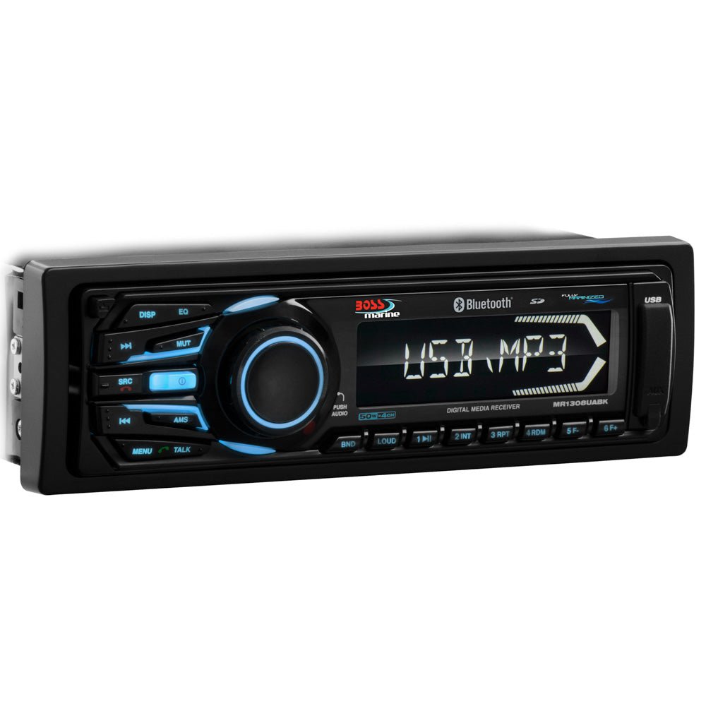 Boss Audio MR1308UABK Bluetooth - Fully Marinized MP3-Compatible Digital Media Receiver w/USB SD Memory Card Ports Aux Input [MR1308UABK] - Houseboatparts.com