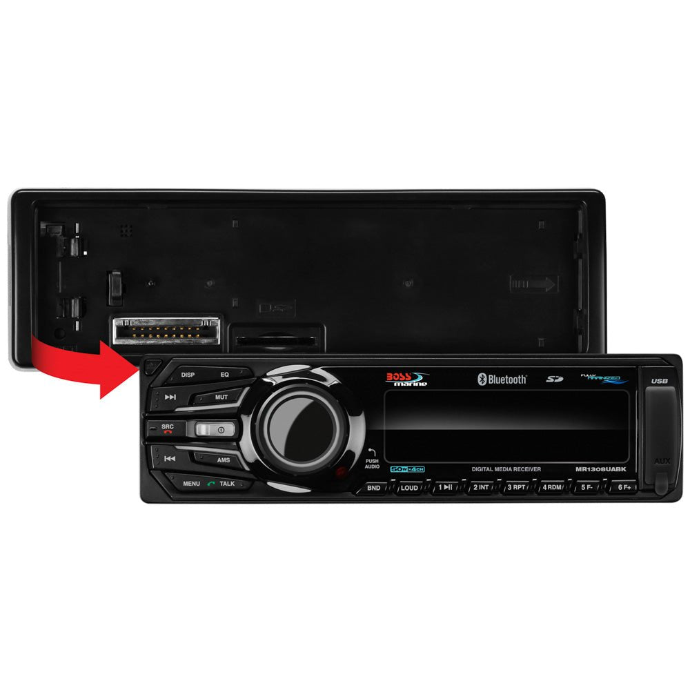 Boss Audio MR1308UABK Bluetooth - Fully Marinized MP3-Compatible Digital Media Receiver w/USB SD Memory Card Ports Aux Input [MR1308UABK] - Houseboatparts.com