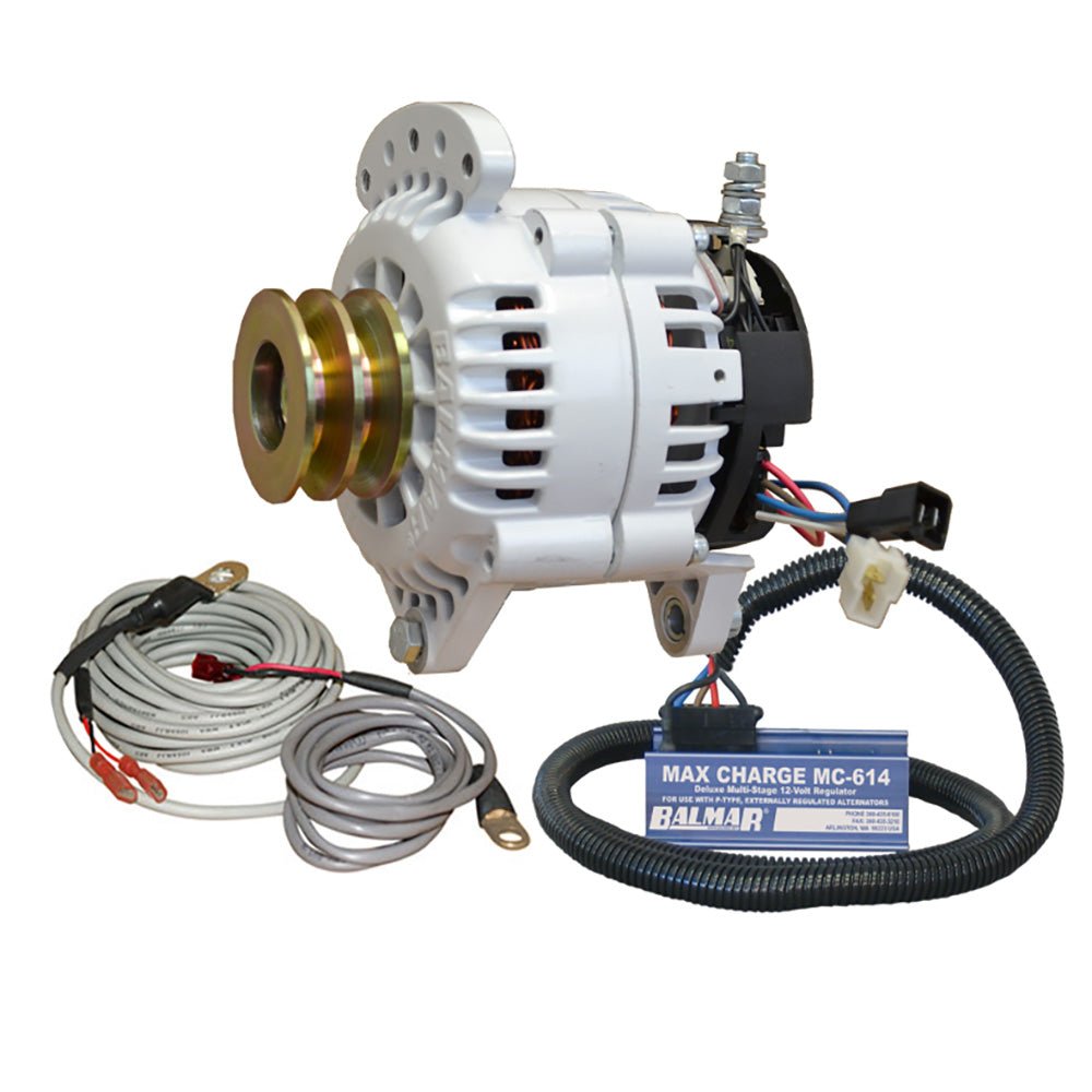 Balmar Alternator 100 AMP Kit 12V 3.15" Dual Foot Saddle Dual Pulley Regulator Temp Sensor [60-YP-MC-100-DV] - Houseboatparts.com