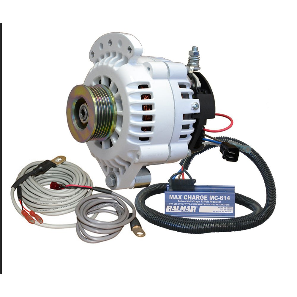 Balmar Alternator 100 AMP Kit 12V 1-2" Single Foot Spindle Mount K6 Pulley Regulator Temp Sensor [621-VUP-MC-100-K6] - Houseboatparts.com