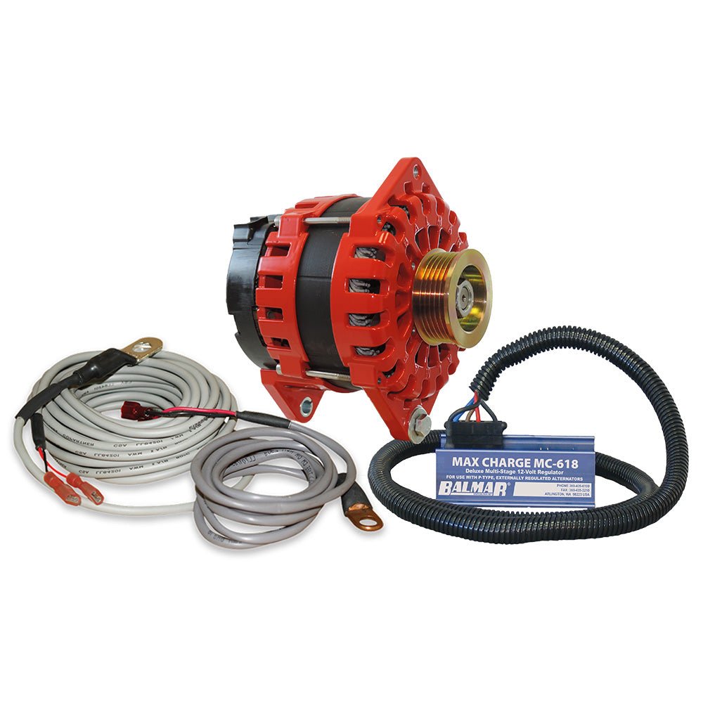 Balmar Alternator 250 AMP Kit 12V 3.15" Dual Foot Saddle K6 Pulley Regulator Temp Sensor [XT-CR-250-K6-KIT] - Houseboatparts.com