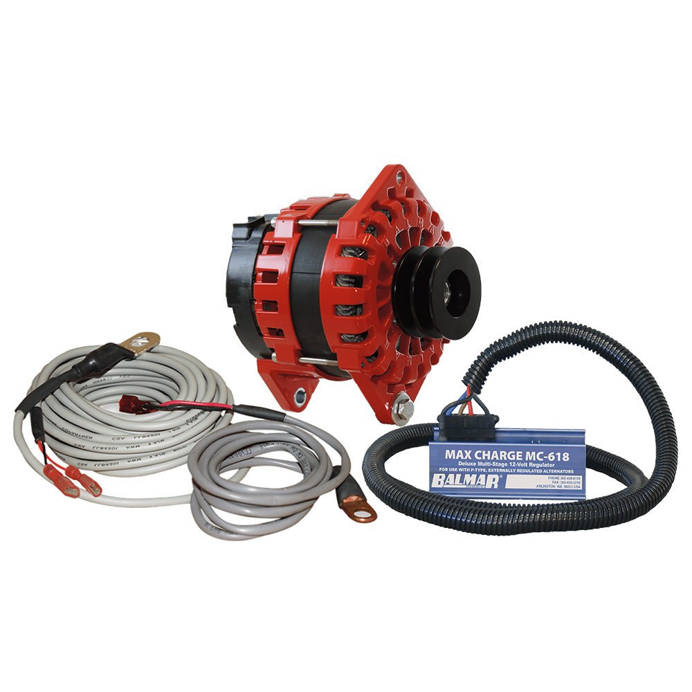 Balmar Alternator 250 AMP Kit 12V 3.15" Dual Foot Saddle Dual Vee Pulley Regulator Temp Sensor [XT-DF-250-DV-KIT] - Houseboatparts.com