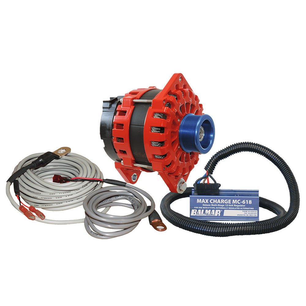 Balmar Alternator 250 AMP Kit 12V 3.15" Dual Foot Saddle J10 Pulley Regulator Temp Sensor [XT-DF-250-J10-KIT] - Houseboatparts.com