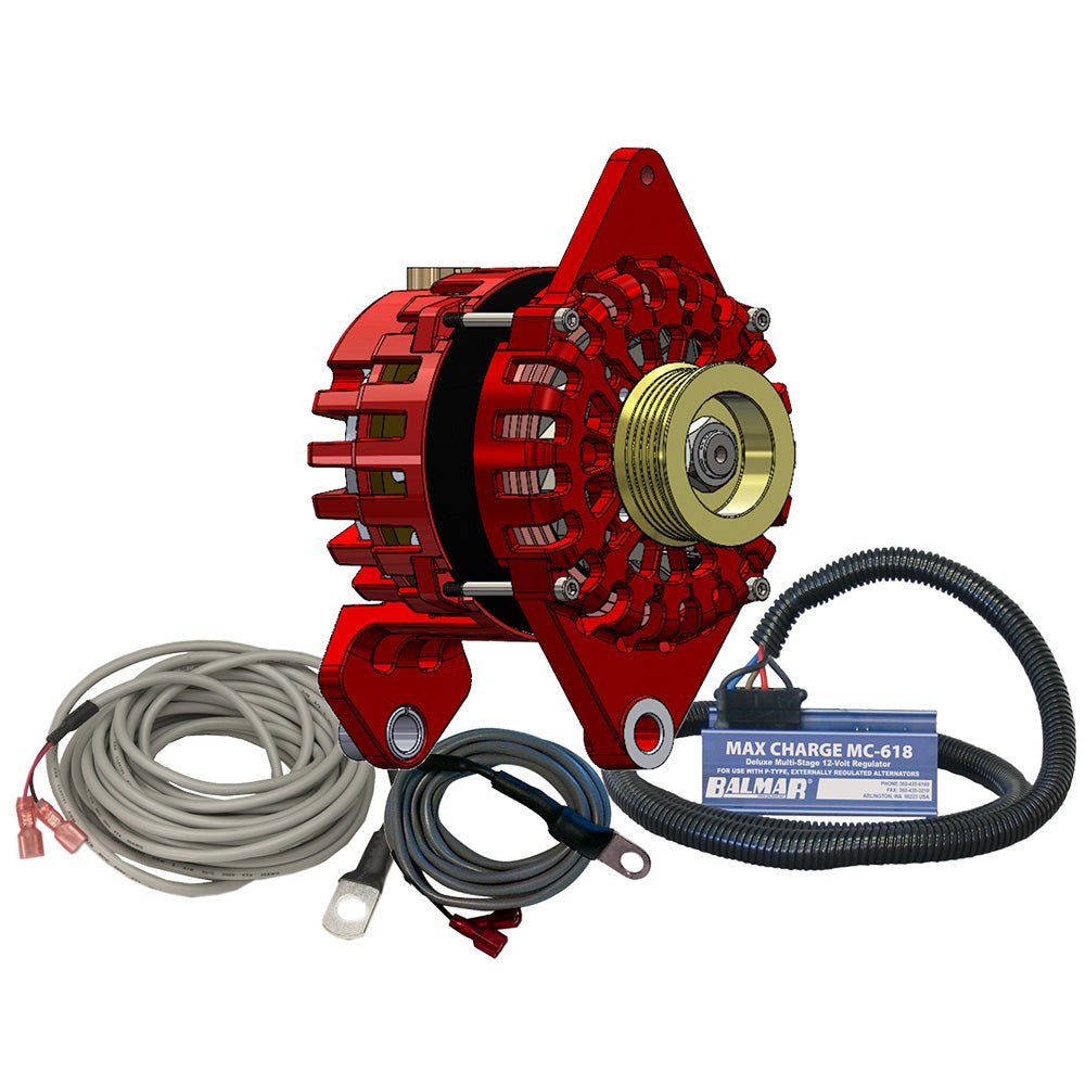 Balmar Alternator 170 AMP Kit 12V 4" Dual Foot Saddle K6 Pulley Regulator Temp Sensor [XT-DF4-170-K6-KIT] - Houseboatparts.com