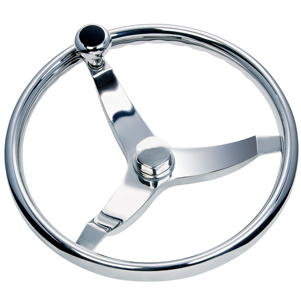 Schmitt Marine Vision FX Model 714 - 13.5" Wheel w/Knob Finger Grip - 3/4" Tapered Shaft w/Faux Nut - 1/2" 3/4" Adapters [7141321FGK-R] - Houseboatparts.com