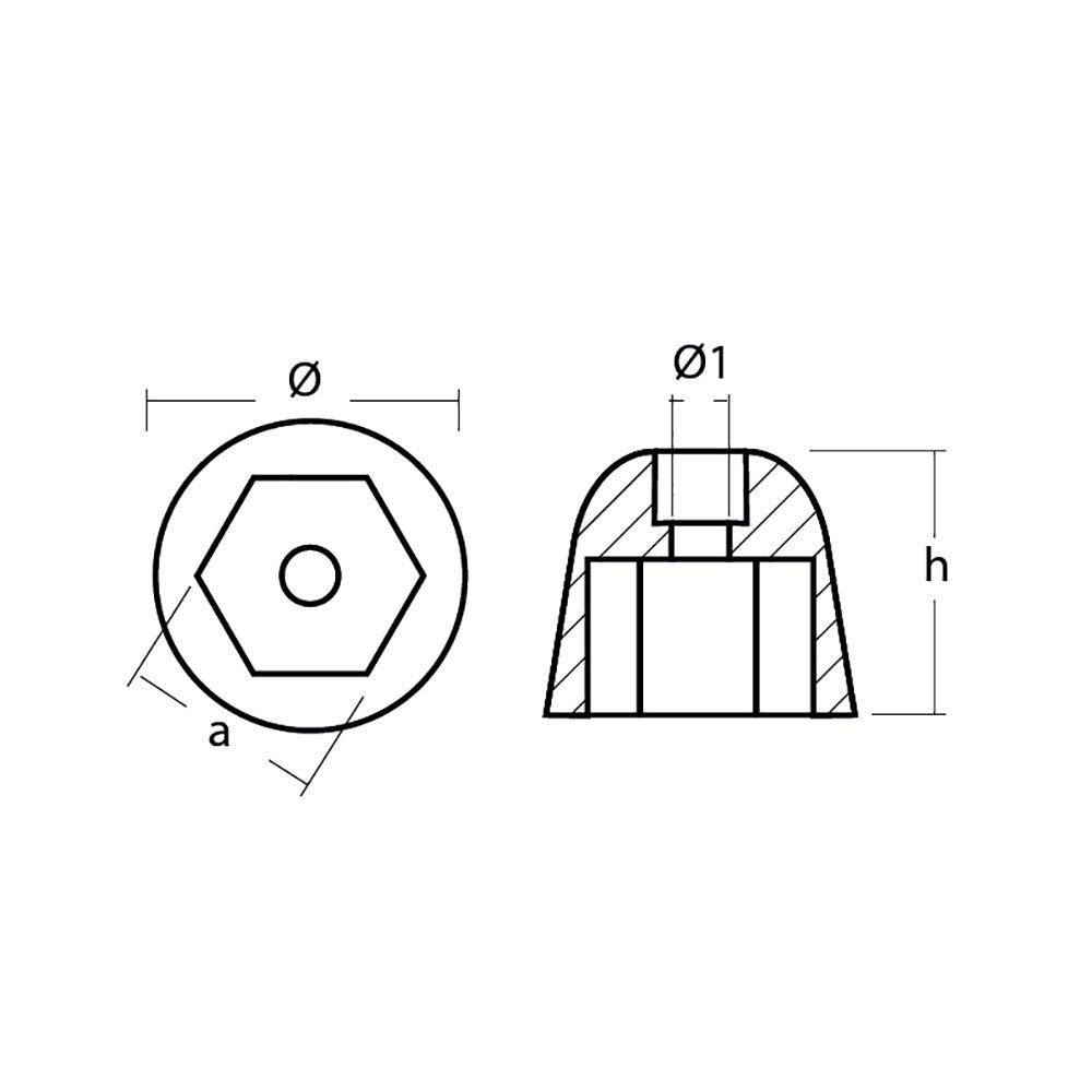 Tecnoseal Zinc Sidepower - Sleipner Propeller Nut Anode [01051] - Houseboatparts.com