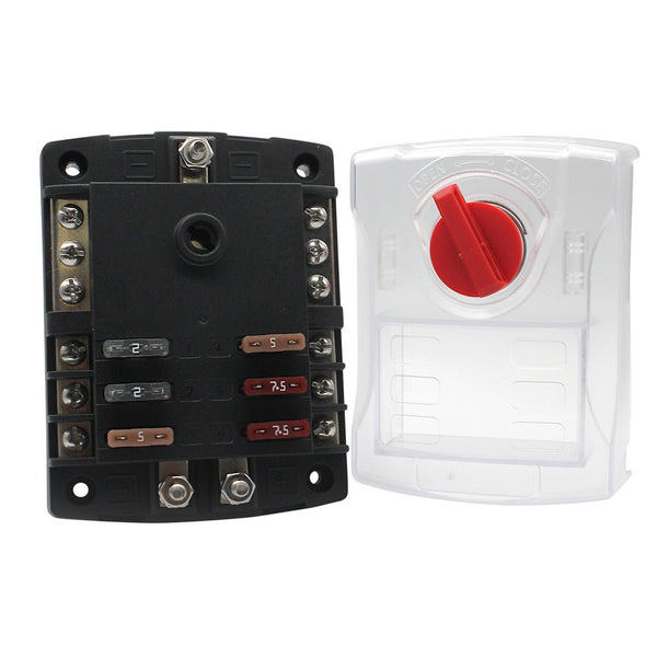 Cole Hersee 6 ATO Standard Series Fuse Block w/Ground Bus [880027-BP] - Houseboatparts.com