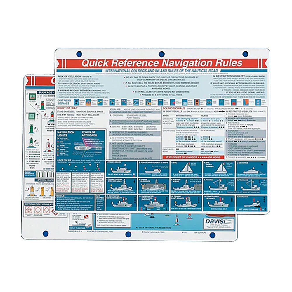 Davis Quick Reference Navigation Rules Card [125] - Houseboatparts.com