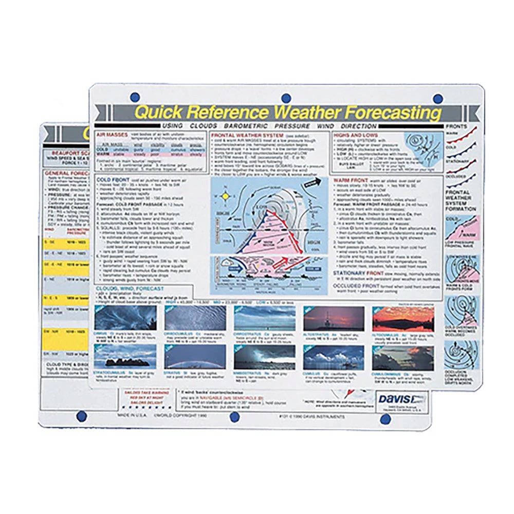 Davis Quick Reference Weather Forecasting Card [131] - Houseboatparts.com