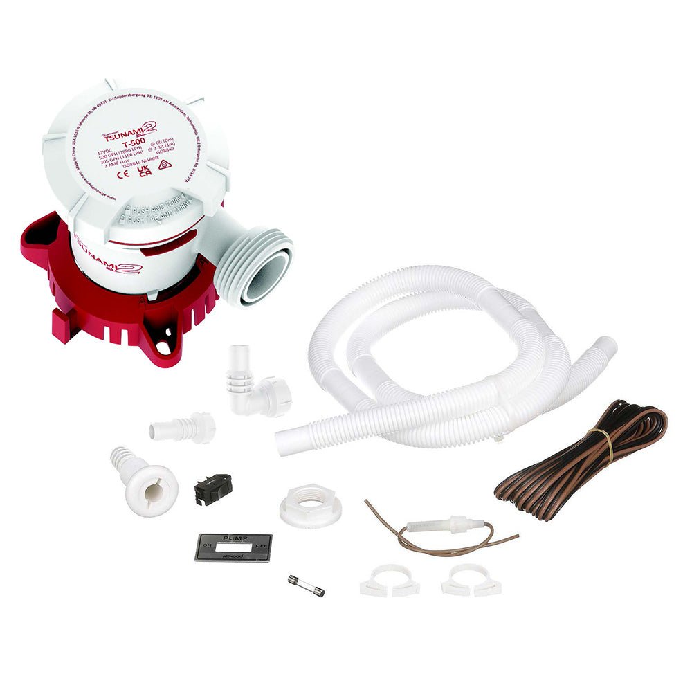 Attwood Tsunami MK2 T500 Manual Bilge Pump w/Installation Kit - 500 GPH 12V [5614-7] - Houseboatparts.com