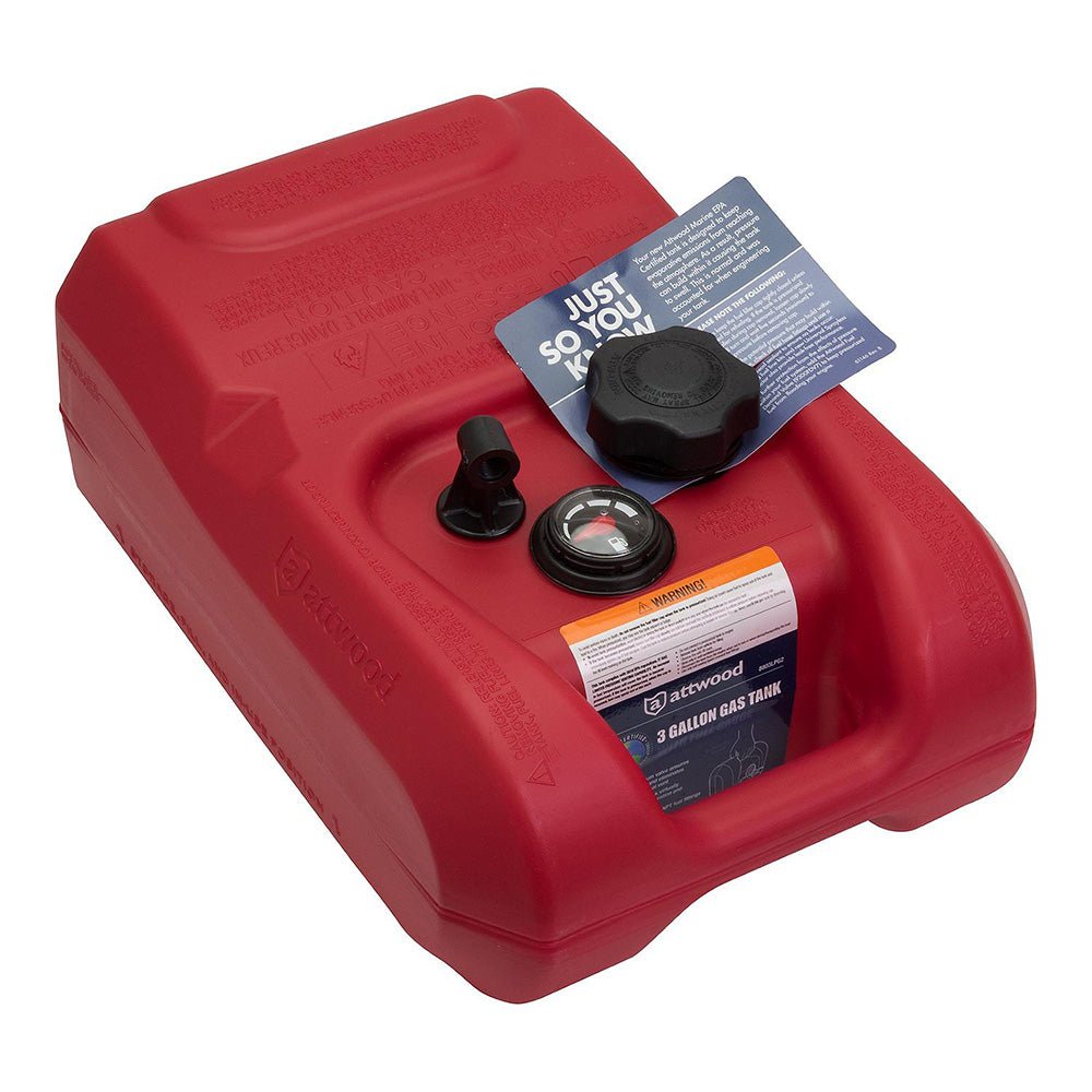 Attwood Portable Fuel Tank - 3 Gallon w/Gauge [8803LPG2] - Houseboatparts.com