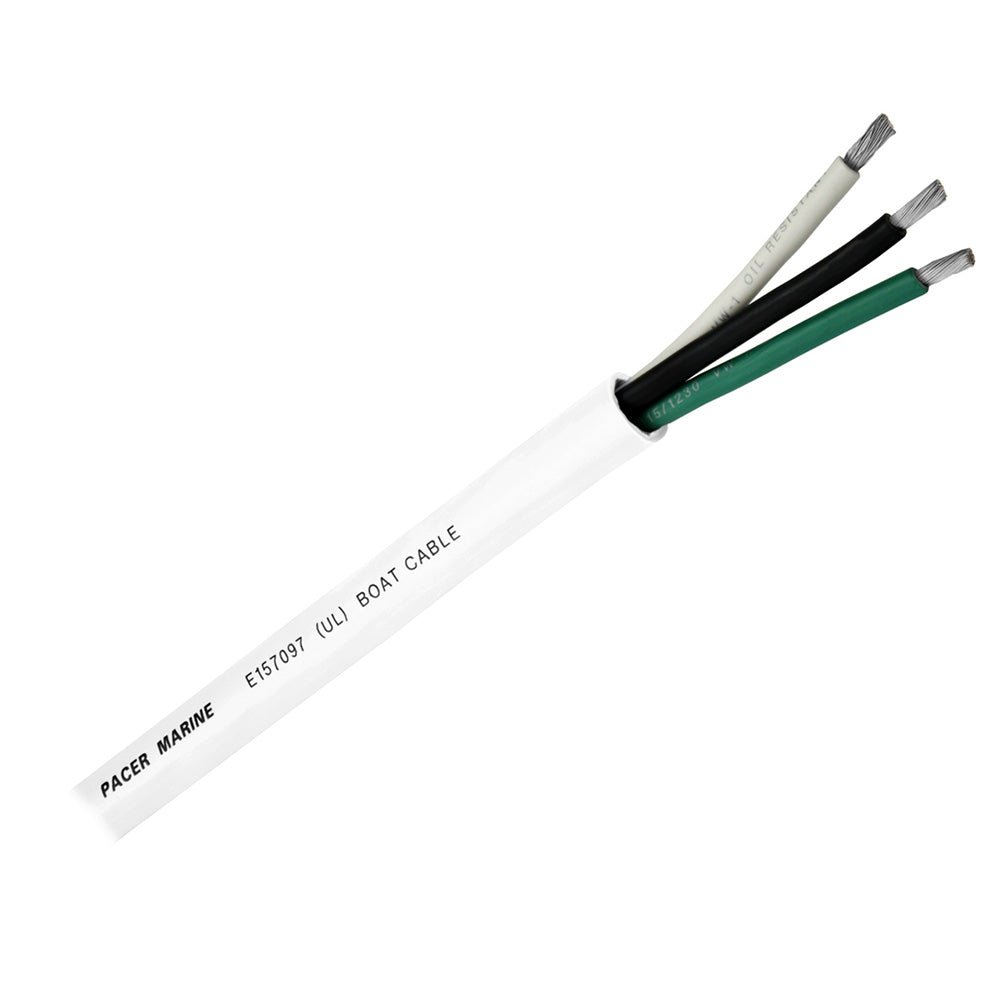 Pacer Round 3 Conductor Cable - 100 - 16/3 AWG - Black, Green White [WR16/3-100] - Houseboatparts.com