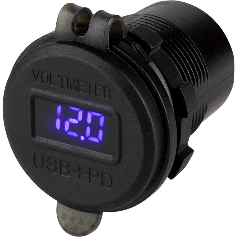 Sea-Dog Round USB USB-C Power Socket w/Hidden Voltmeter [426518-1] - Houseboatparts.com