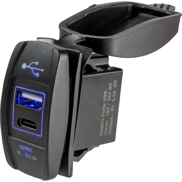 Sea-Dog USB USB-C Rocker Switch Style Power Socket [426521-1] - Houseboatparts.com