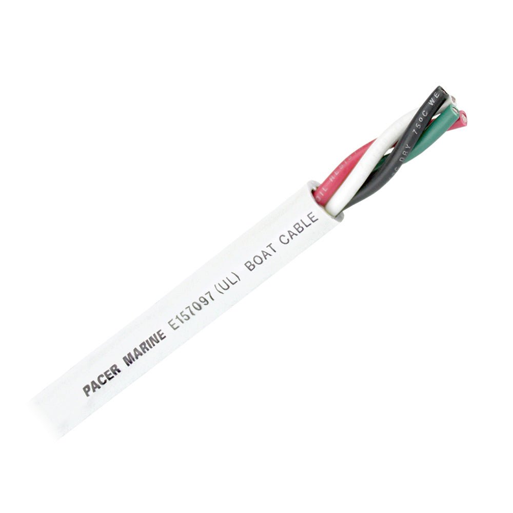 Pacer Round 4 Conductor Cable - 100 - 12/4 AWG - Black, Green, Red White [WR12/4-100] - Houseboatparts.com