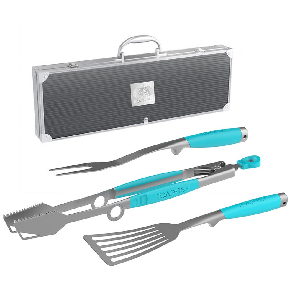 Toadfish Ultimate Grill Set + Case - Tongs, Spatula Fork [1092] - Houseboatparts.com