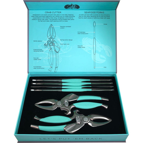 Toadfish Crab/Lobster Tool Set - 2 Shell Cutters 4 Seafood Forks [1022] - Houseboatparts.com