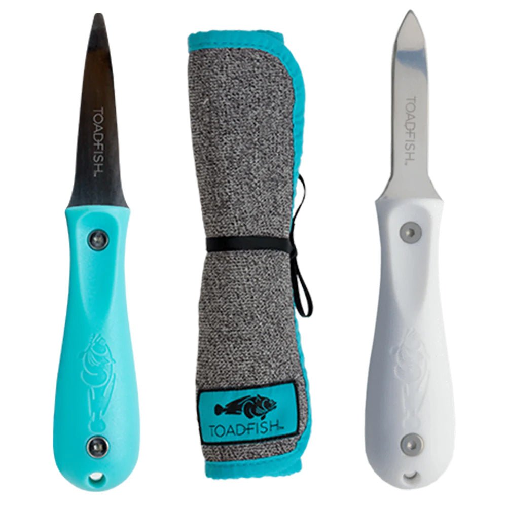 Toadfish Shuckers Bundle - Put Em Back Oyster Knife, Professional Oyster Knife Cut-Proof Shucking Cloth [1014] - Houseboatparts.com