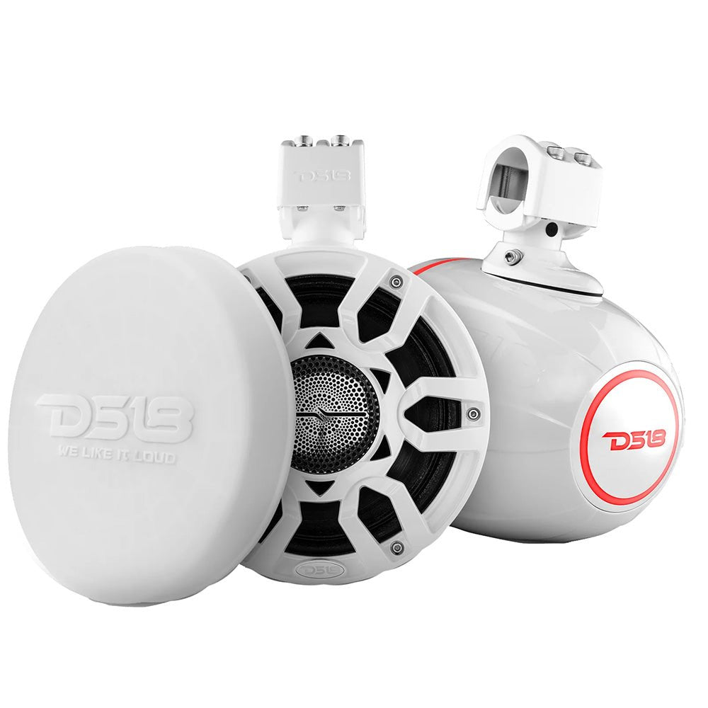 DS18 HYDRO 8" Marine Tower Speakers w/RGB LED Lights Pro Audio Loudspeakers - White [NXL-X8PRO/WH] - Houseboatparts.com