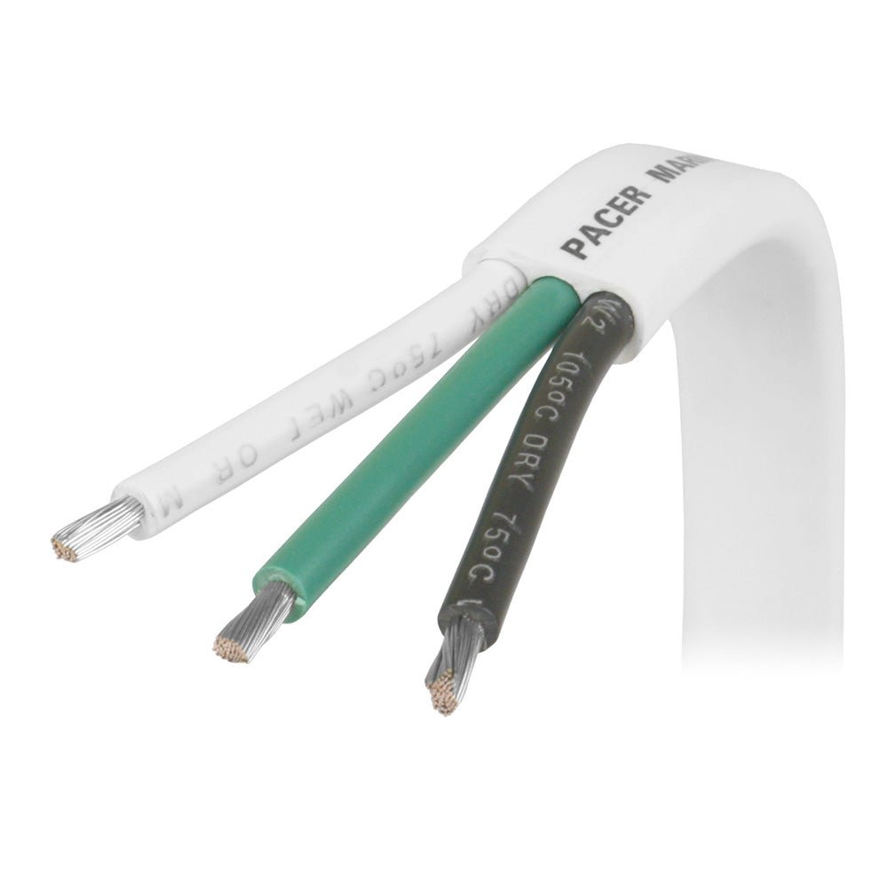 Pacer White Triplex Cable - 14/3 AWG - Black/Green/White - Sold by the Foot [W14/3-FT] - Houseboatparts.com