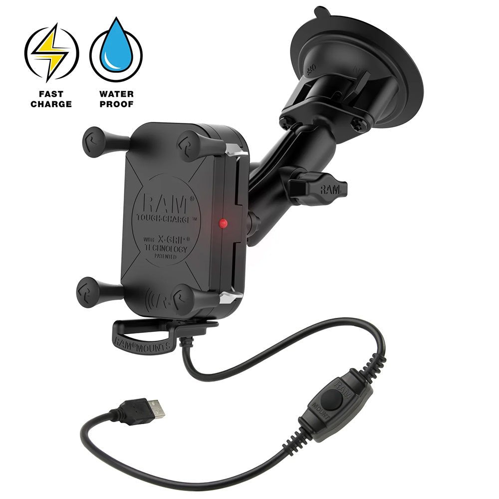 RAM Mount RAM Tough-Charge 15W Wireless Charging Suction Cup Mount [RAM-B-166-UN12W-1] - Houseboatparts.com