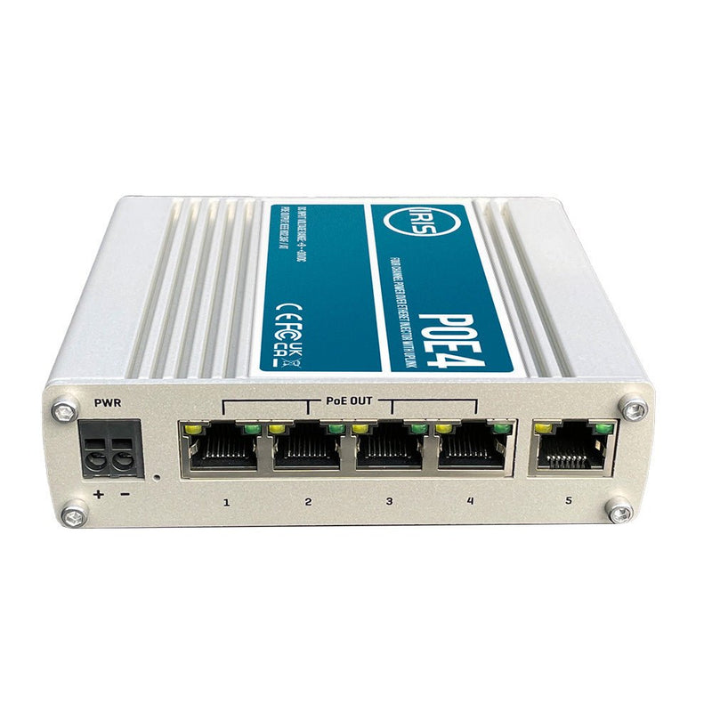 Iris Four Channel Uplink Power Over Ethernet Switch - IEEE802.3af 3at Compliant - 9-30VDC Input - 48VDC Output [POE4V2] - Houseboatparts.com