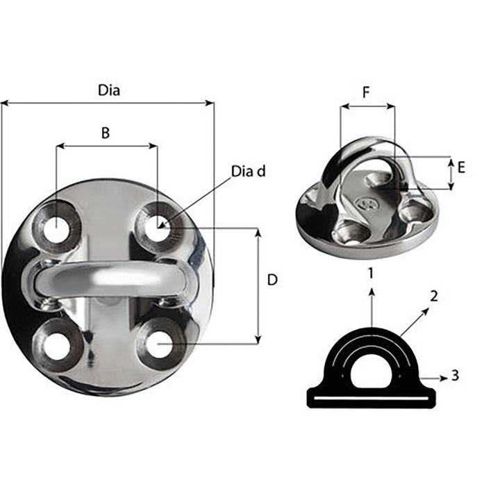 Wichard Round Pad Eye - 57mm Diameter (2 - 1/4") - Fixed [6635] - Houseboatparts.com
