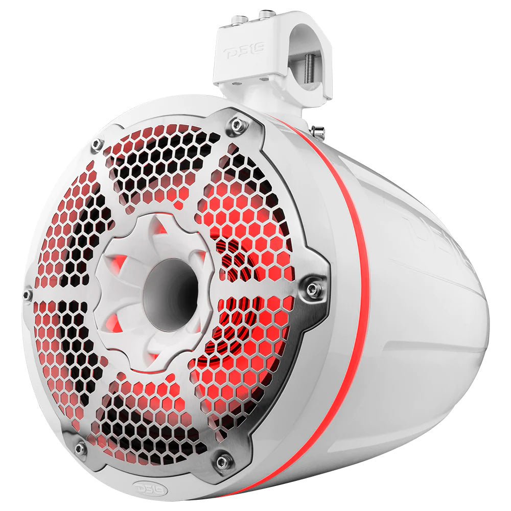 DS18 HYDRO 10" Neodymium Marine Towers w/Built-In Passive Radiator, 1" Driver RGB LED Lights - 900W - White [NXL-X10TPNEO/WH] - Houseboatparts.com