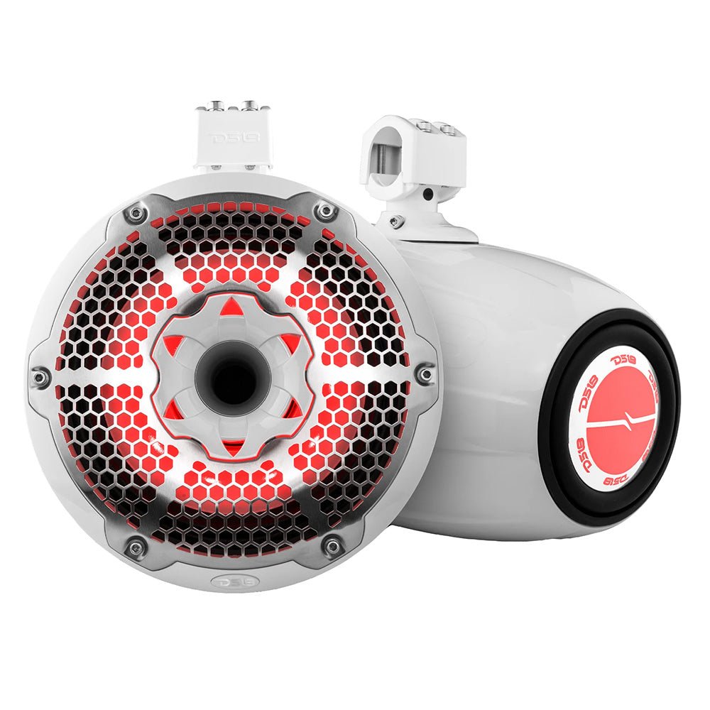 DS18 HYDRO 10" Neodymium Marine Towers w/Built-In Passive Radiator, 1" Driver RGB LED Lights - 900W - White [NXL-X10TPNEO/WH] - Houseboatparts.com
