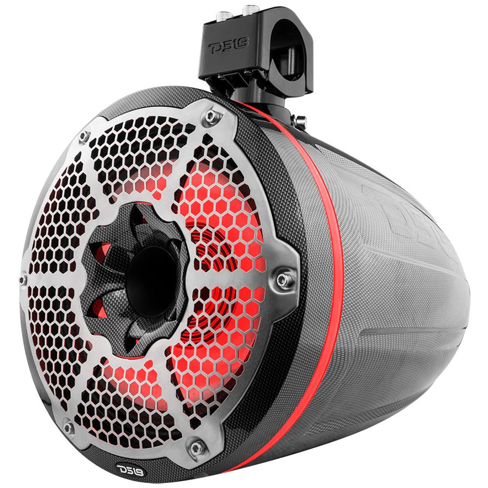 DS18 HYDRO 10" Neodymium Marine Towers w/Built-In Passive Radiator, 1" Driver RGB LED Light - 900W - Black [CF-X10TPNEO] - Houseboatparts.com